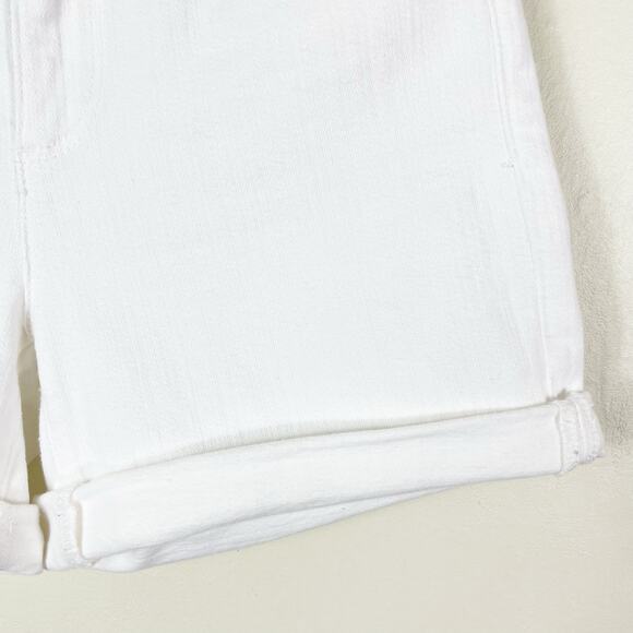Anthropologie Pilcro White Denim Cuffed Hem Script High Rise Jean Shorts - Picture 5 of 11